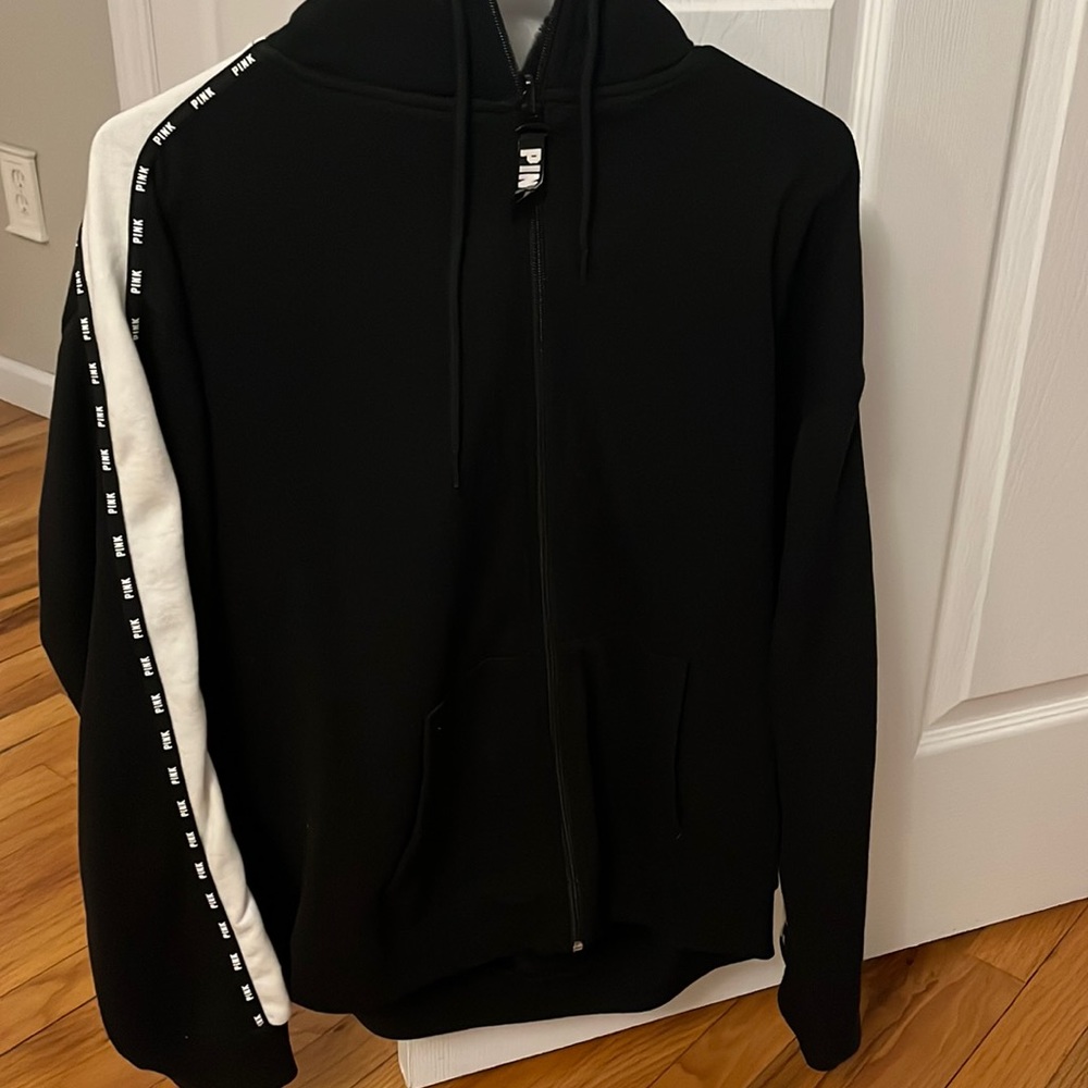 Like New worn once Pink Zip Up Hoodie in Black
